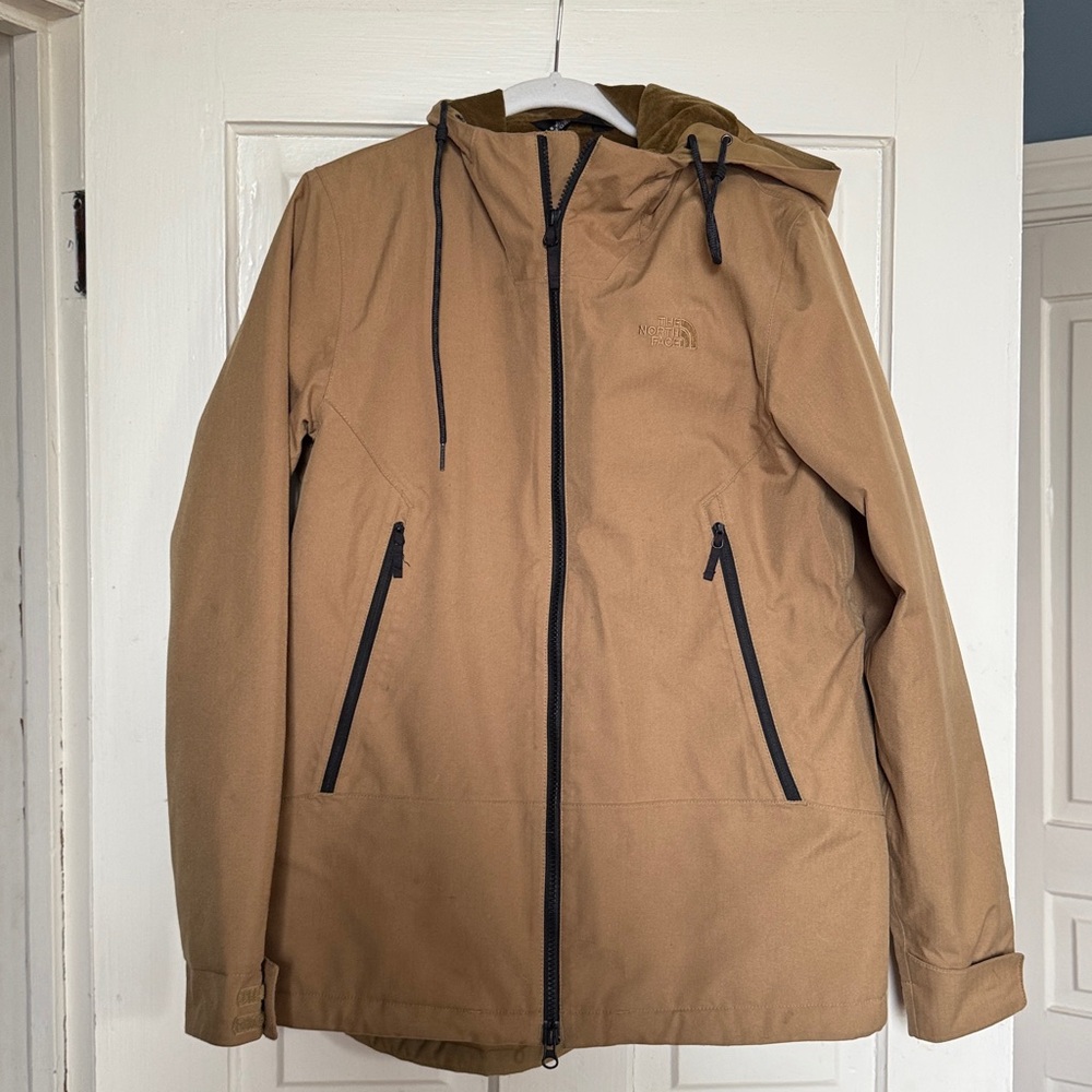 The North Face Camel Hooded Jacket with Black Accents